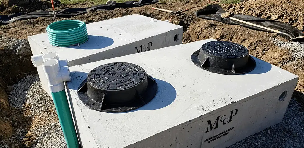 Grease trap installation unit set in place for drainage protection in Peoria, IL