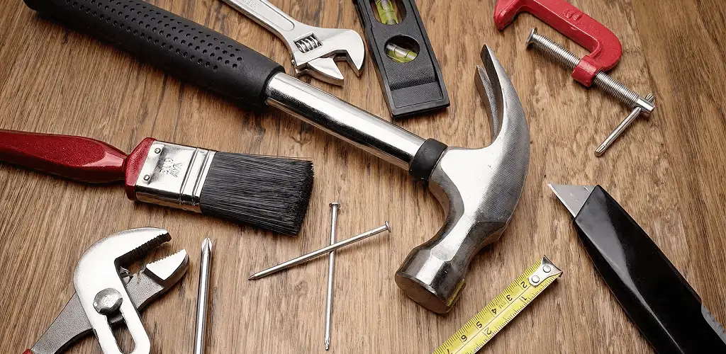 Handyman tools laid out for home repair and maintenance work in Peoria, IL