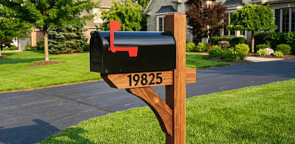 New mailbox installation with post and address number for a home in Peoria, IL